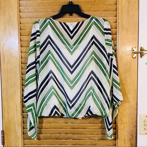 Alfani Chevron Angel Sleeves Blouse - Picture 2 of 5